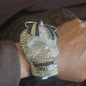 Silver and Black Skull Bracelet